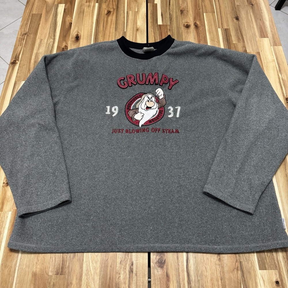 Vintage Disney Sweatshirt Adult 2XL Grumpy Snow White Dwarf‎ Fleece Unisex Y2K